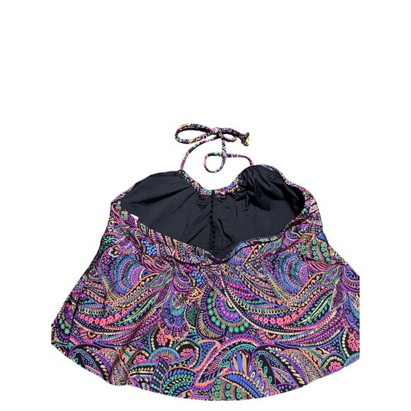 Paisley Tankini Swimsuit TOP ONLY With Adjustable Halter Neck & UPF 50+ Size 14 - Picture 3 of 5